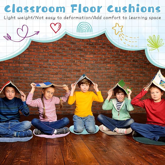 24 Pcs Round Floor Cushions Floor Pillows Meditation Seat Pillows Flexible Seating for Adults Kids, Chair Cushions for Classroom, Nursery, Living Room, Yoga(Small 11.8 Inch,Multi Color)
