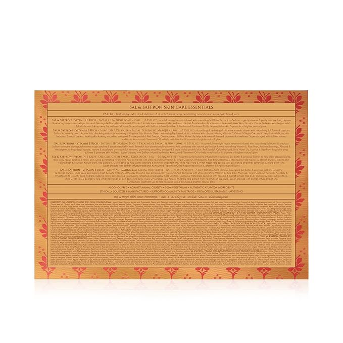 SPA CEYLON SAL & SAFFRON - VITAMIN E ENRICHED - SKIN CARE SET | Sal and Saffron | Vitamin E Enriched | Skin Care Set for a Complete Beauty Ritual | Body Care set