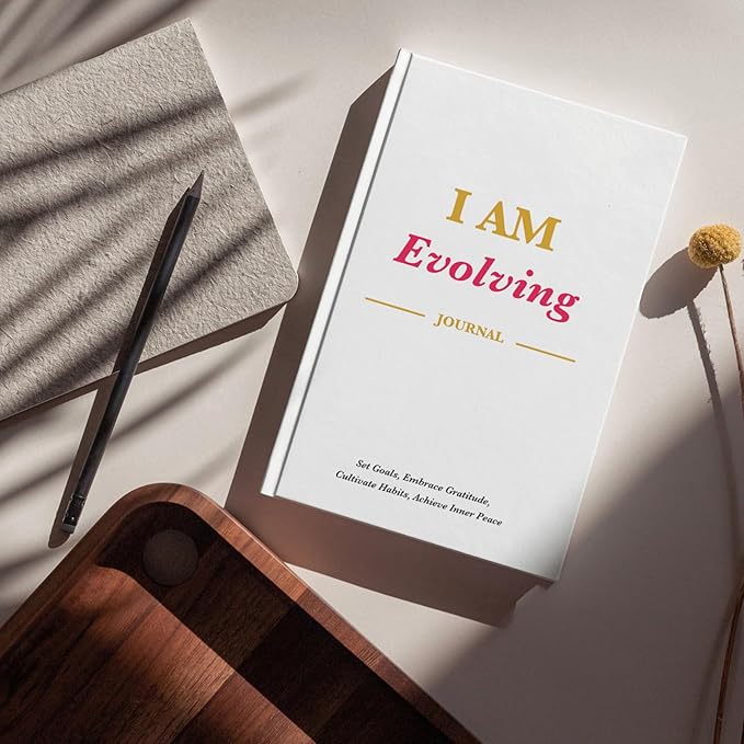 iAmEvolving Journal – Gratitude Journal with Prompts for Goal Setting, Habit Tracking, Mindfulness, Daily Reflection, Affirmations – 2025 Undated Self-Care Notebook for Women & Men (White)