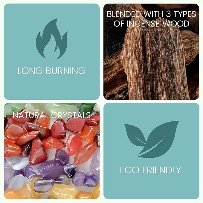 Calm Anxiety & Restore Inner Peace | Incense Sticks Crystal Holder Kit | Green Aventurine Gem Stones with 80 Natural Sticks Palo Santo Incense-Stick | Home,Healing,Reiki,Meditation,Yoga & Relaxation
