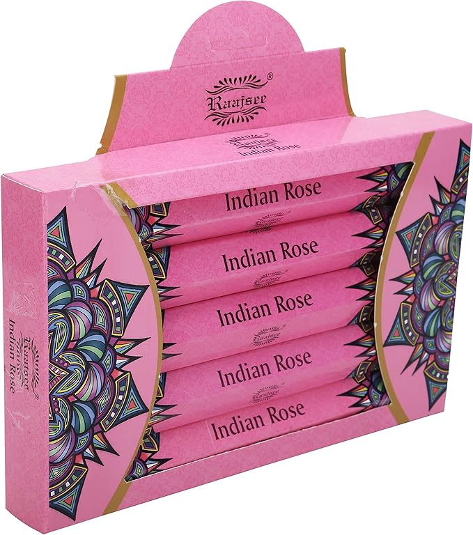 Raajsee Rose Incense Sticks 15 Sticks x 5 Pack -100% Pure Organic Natural Insense-Sticks - Hand Rolled Free from Chemicals - incent Perfect for Church Aromatherapy, Stress Relief, Meditation
