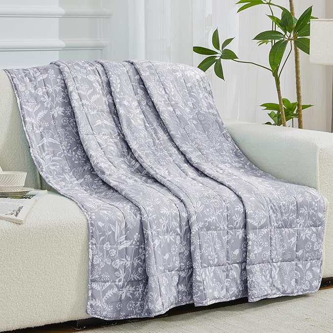 yescool Weighted Blanket for Adults (20 lbs, 60” x 80”, Pearl Grey) Cooling Heavy Blanket for Sleeping Perfect for 190-210 lbs, Queen Size Breathable Blanket with Premium Glass Bead, Machine Washable