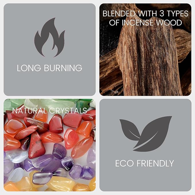 Energy Shield & Reset | Incense Sticks Crystal Holder Kit | Black Tourmaline Gem Stones with 80 Natural Sticks Palo Santo Incense-Stick | Home,Healing,Reiki,Meditation,Yoga & Relaxation