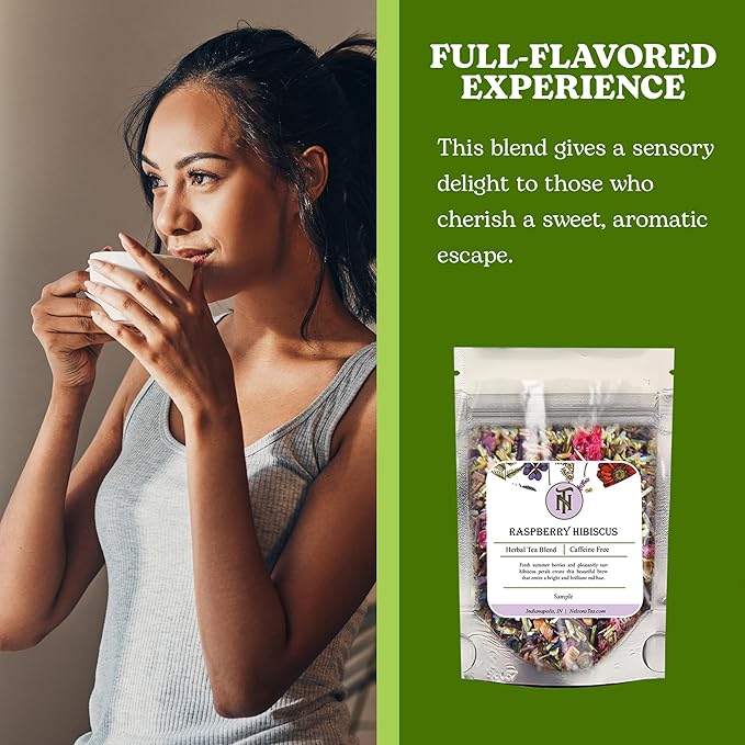 Nelson's Tea Raspberry Hibiscus Tea - Caffeine Free, Cut & Sifted Green Rooibos, Honeybush, Dried Raspberries, Acai, and Pomegranate Loose Leaf (Sample)