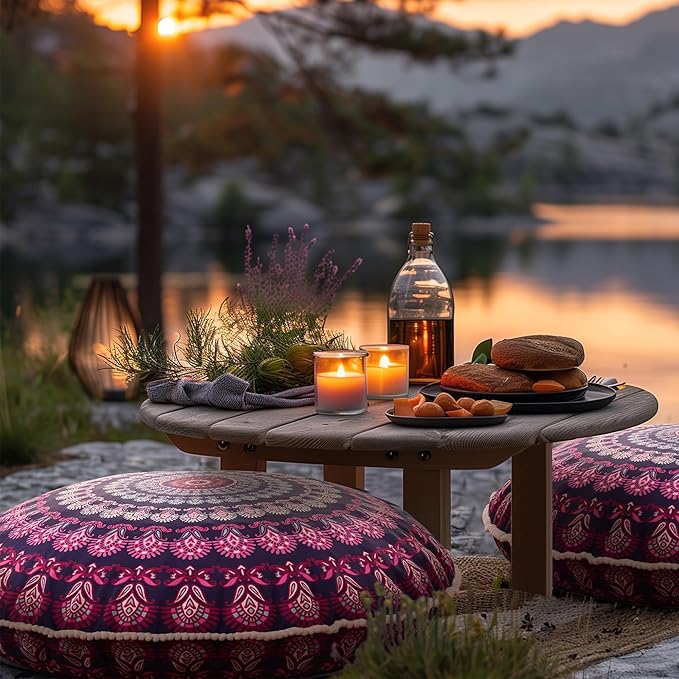 Codi 32 Inch Round Floor Pillow, Large Meditation Pouf Cushion , Memory Foam Stuffer Circle Throw Pillows - (Purple Orchid, 1 Count (Pack of 1))