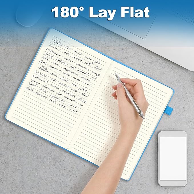 Journals for Writing, A5 Leather Ruled Notebook with 400 Pages, 100 Gms College Ruled Journal with Thick Paper, Hardcover with Inner Pocket & Pen Holder, Dark Green