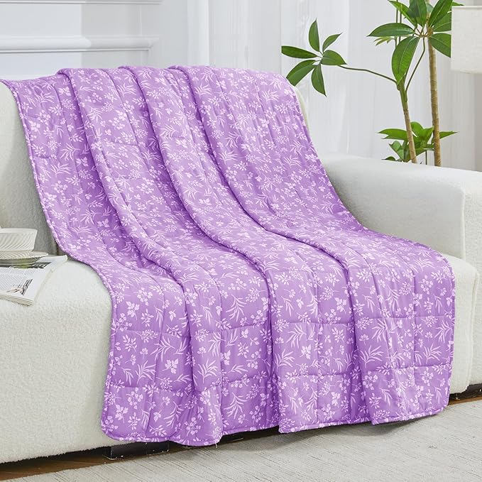 yescool Weighted Blanket for Adults (15 lbs, 60" x 80", Mauve) Cooling Heavy Blanket for Sleeping Perfect for 140-160 lbs, Queen Size Breathable Blanket with Premium Glass Bead, Machine Washable