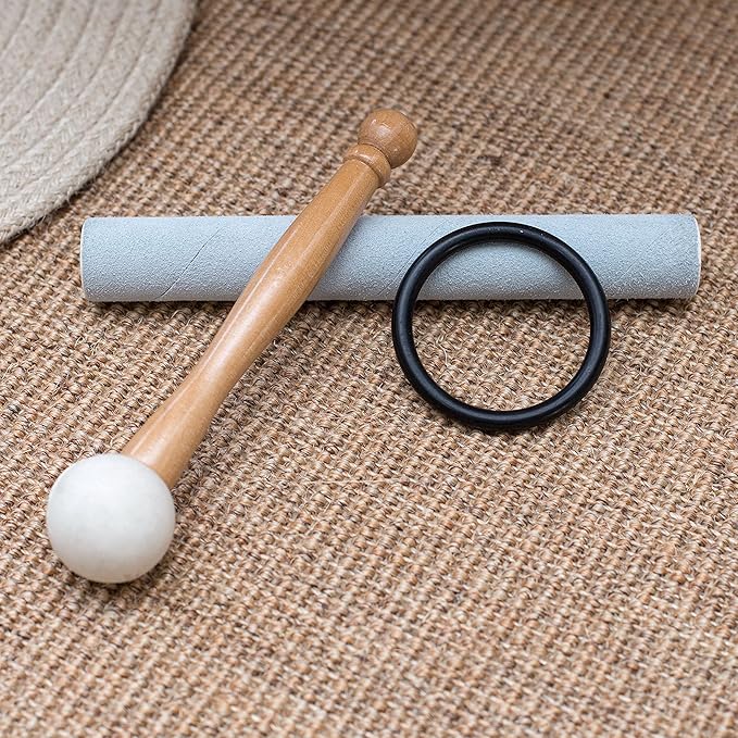 Leize Crystal Singing Bowl Tuned Quartz with Suede Striker Carry Case Bag, Set of 3 PCS 432HZ 6" B 7" G 8" F, Frosted White