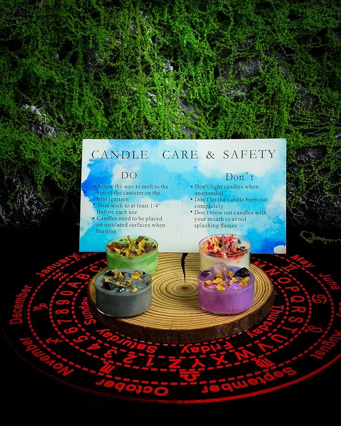 Tealight Soy Candles with Crystals And Herbs, Handmade Energy Candles, Healing Crystal Soy Candles, Aromatherapy Candles. (Mixed)