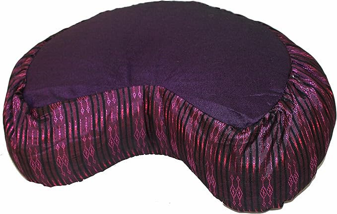 Meditation Cushion Crescent Zafu - Global Weave Violet