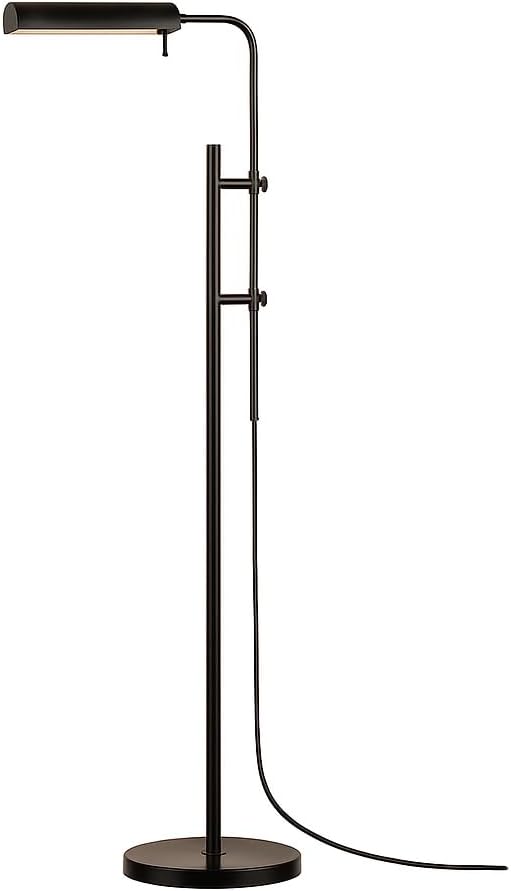 O'Bright Cedric Adjustable Pharmacy Floor Lamp - Industrial Design for Reading, Crafting, Work - 10W LED, Height 45-61 inches - Ideal for Living Room, Bedside, Office - Black