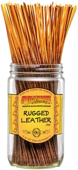 Wild Berry Incense Sticks - Rugged Leather - Hand Dipped in The USA (100 Count) (Rugged Leather)