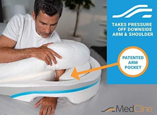 MedCline Shoulder Relief System, Bed Wedge Pillow for Shoulder Pain Relief with Therapeutic Body Pillow, Insert, and Covers, Inclined Sleep Position with Arm Pocket, Large for 5'10" and Above