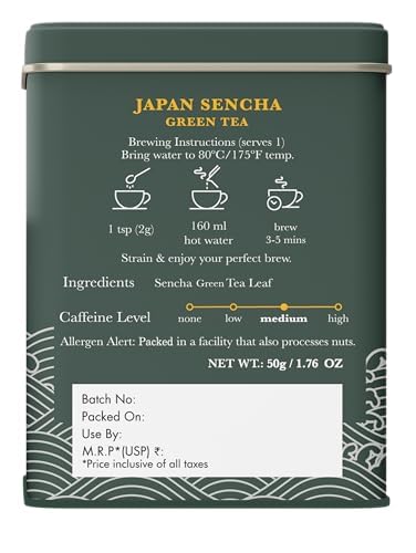 Luxmi Estates - Japanese Sencha Green Tea - 50g (25 cups) | Authentic Japanese Sencha Tea by First Leaves | Mild, Rich & Refreshing Premium Tea