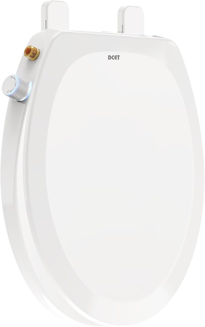 Non-Electric Elongated Bidet Toilet Seat with Dual Nozzle - Front & Rear Wash, Quiet-Close Lid, Adjustable Pressure, Easy Installation, Hygienic Fresh Water Bidet (Round)