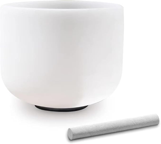 Kresec 8 Inch Crystal Singing Bowl B Note (±40 cents) Crown Chakra with O-ring and Mallet Quartz Crystal Sound Bowl for Meditation, Yoga, Spiritual and Body Healing and Energy Cleansing