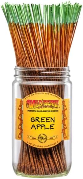 Wild Berry Incense Sticks - Green Apple - Hand Dipped in The USA (100 Count) (Green Apple)