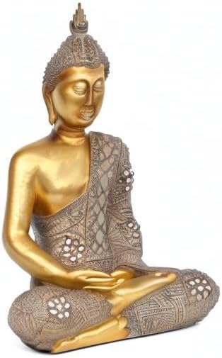 Buddha Statue for Home Decor Gold 12.4”-Buddha Statues for Zen Decor - Spiritual Décor-Buddha Decor for Living Room-Buda – Budda – Indoor Buddha Gift for Relaxation, Meditation or Shrine…