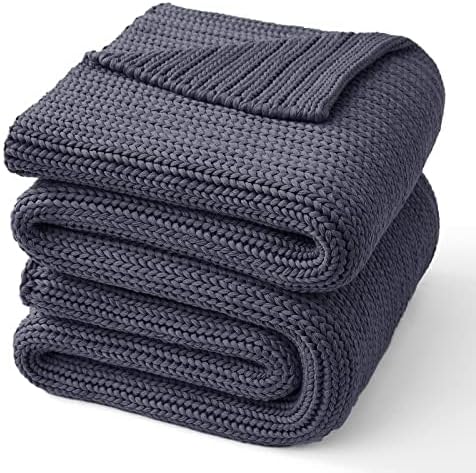 Guohaoi Knitted Weighted Blanket for Adults (Dark Grey 60"x80" 20lbs) No Beads Cooling Throw Blanket for Hot Sleepers, Home Decor Breathable Chunky Knit Heavy Blanket Use on Queen/King Size Bed