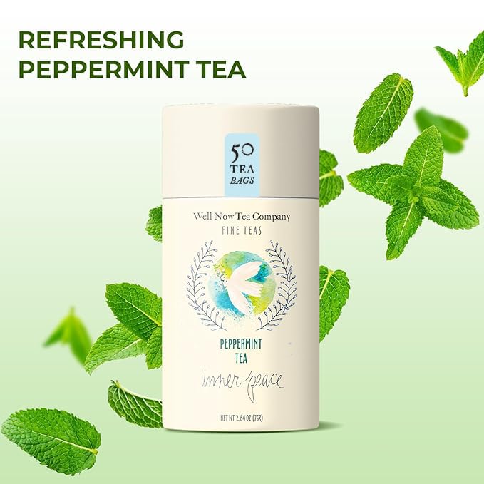 Life Plus Style Gourmet Well Now Herbal Peppermint Tea Natural Fine Teas Refreshing Organic Herbal Infusion Caffeine Free Non-GMO Digestive Comfort Relaxing Fresh Mint Flavor Wellness Tea For Women & Men 50 Tea Bags Pack of 1