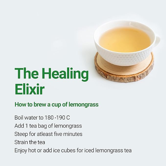 Lemongrass Tea-75 TeaBags, Te De Limon, Natural Lemongrass Tea Bags, Caffeine Free, Sugar Free. Perfect For Hot & IcedTea. By Akshit