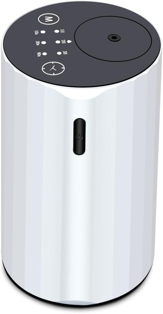 Waterless Essential Oil Diffuser Aromatherapy Scent Diffusers for Home Large Room, Bedroom, Car, Office, Desk, Battery Operated Mini Portable Air Freshener (White)