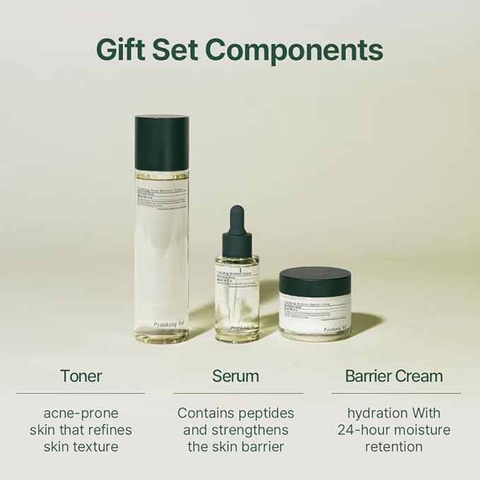 Pyunkang Yul PKY Calming Line Gift Box Set - Korean Facial Skin Care Essential for Daily Moisturizing, Safe on Acne Prone & Sensitive Skin, Vegan & Cruelty Free