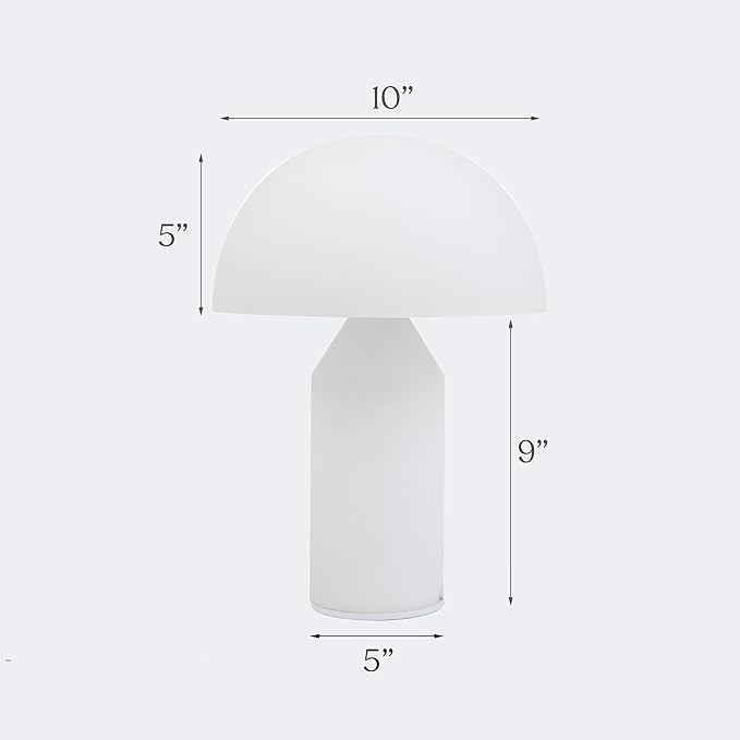 Brightech Venus Glass - Contemporary Table Lamp with Glass Shade and Body - Unique Mushroom Table Lamp - Dimmable LED Light Bulbs for Bedroom Reading, Great Décor for Living Rooms, Offices