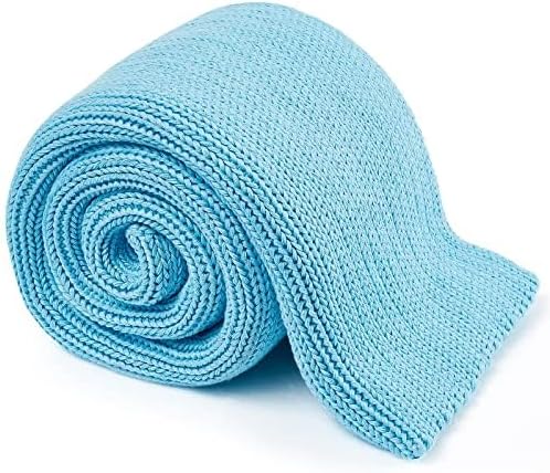 Guohaoi Knitted Weighted Blanket,Home Décor Cooling Throw Blanket for Hot Sleepers,Hand Made Chunky Knit Heavy Blanket for Kids Use on Twin Size Bed(Blue 50"x60" 7lbs)