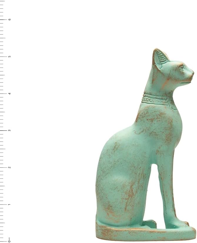 Discoveries Egyptian Imports Patina Bastet Cat Statue - Made in Egypt - 5" Tall - Egyptian Goddess