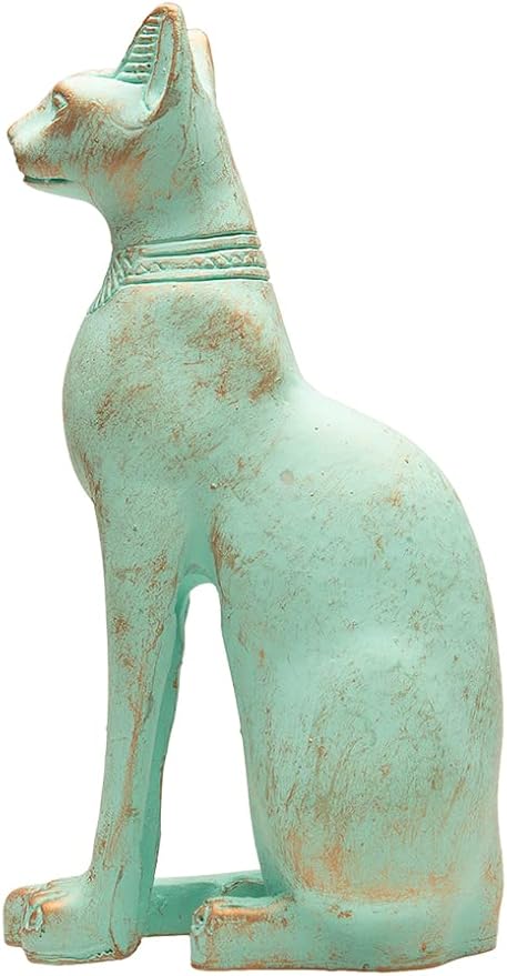 Discoveries Egyptian Imports Patina Bastet Cat Statue - Made in Egypt - 5" Tall - Egyptian Goddess