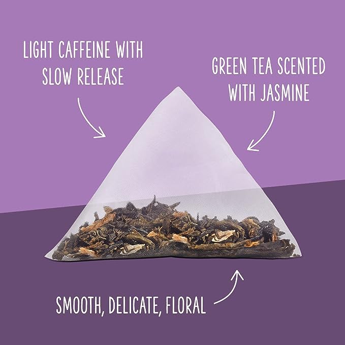 Two Leaves and a Bud Jasmine Green Tea Bags, 15 Count (Pack of 6) Whole Leaf Green Tea in Pyramid Sachet Bags, Compostable Sachets, Delicious Hot or Iced with Milk or Sugar or Honey or Plain