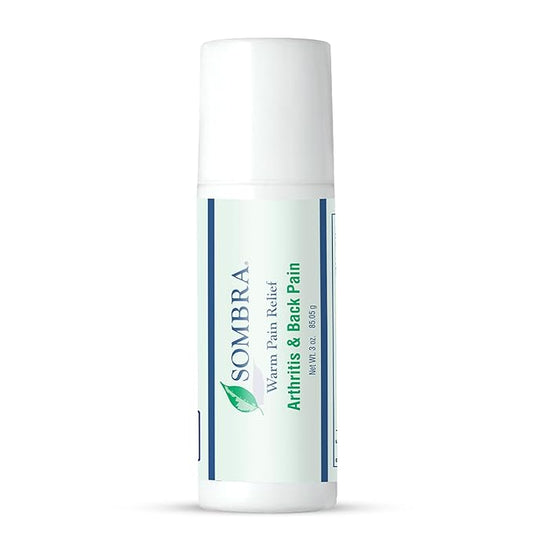 Sombra Warm Pain Relief Gel, Warm Relief for Arthritis and Chronic Pain Pre-Workout Muscle Rub Vegan Formula Free of Artificial Fragrances, Dyes, NSAIDs, Wax, Petroleum, Alcohol - 3oz Roll-On