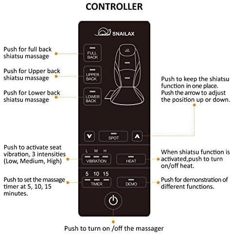 Snailax Shiatsu Massage Cushion with Heat Massage Chair Pad Kneading Back Massager for Home Office Seat use