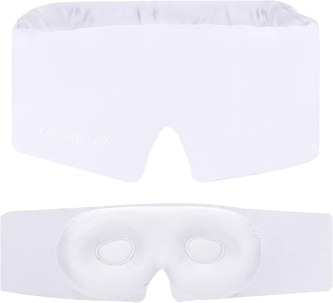 Calm & Relax 3D Sleep Eye Mask – Bamboo Fiber Soft Eye Cover with Zero Pressure, Lash-Friendly Design & Adjustable Strap – Lightweight Light Blocking Mask for Women & Men, Travel, Nap, Office