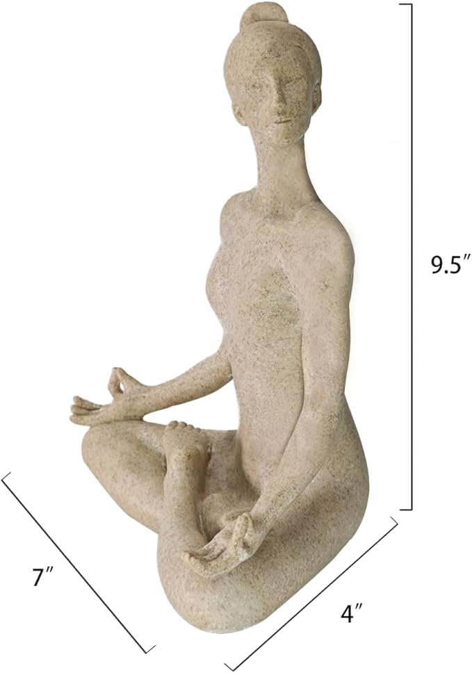Yoga Statues, Yoga Lady Sculpture, Beige Meditation Yoga Figurines for Shelf Table Mantel Decor, Decorative Pieces for Zen Garden Yoga Studio, 9.5 inch Tall