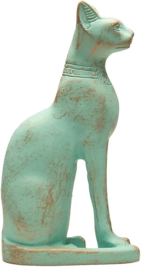 Discoveries Egyptian Imports Patina Bastet Cat Statue - Made in Egypt - 5" Tall - Egyptian Goddess