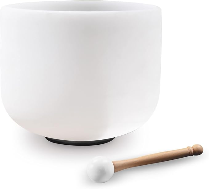 Kresec 8 Inch Crystal Singing Bowl C Note(±40 cents) Root Chakra with O-ring and Mallet Quartz Crystal Sound Bowl for Meditation, Yoga, Spiritual and Body Healing and Energy Cleansing