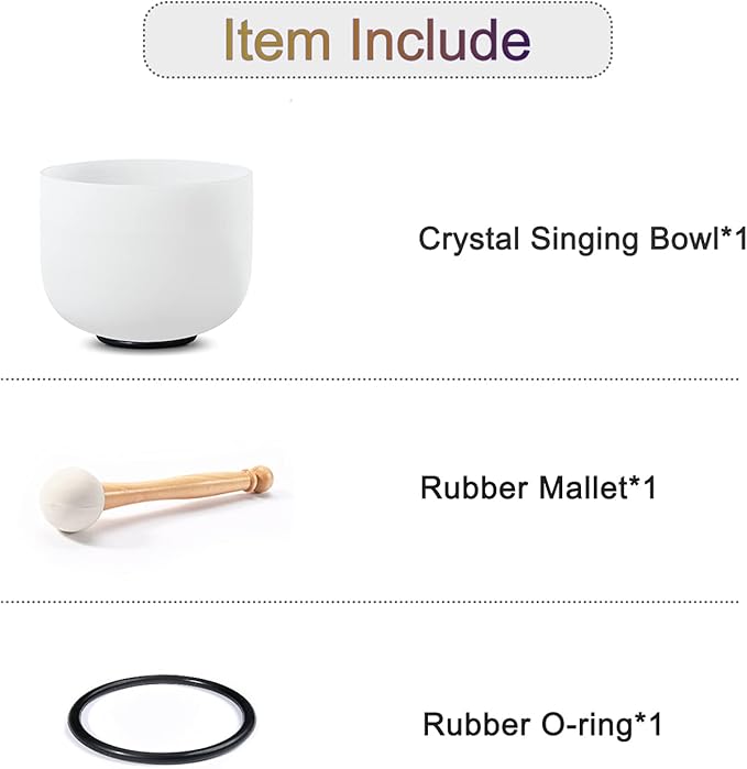 12 Inch B Note Crown Chakra Frosted Quartz Crystal Singing Bowl for Sound Healing