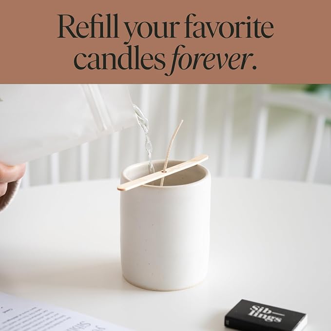 Siblings Candle Making Kit | DIY Coconut-Soy Wax Candle Kit with Wooden Wick | Scent No 06: Cardamom, Sandalwood, Vanilla | Clean, Non-Toxic, Reusable, 60 Hr Burn