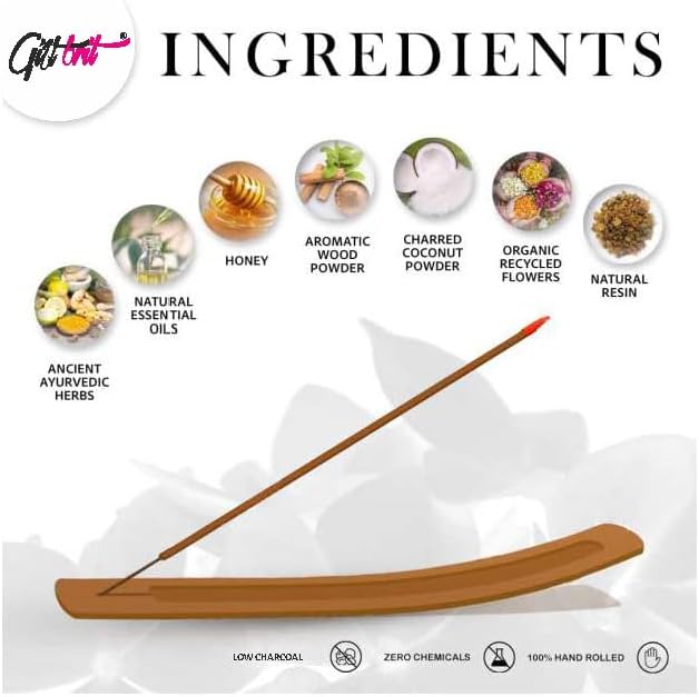 Giftbrit Black Opium Natural & Herbal Incense Sticks 100 Sticks with Incense Holder for Meditation, Yoga, Church, Relaxation, Healing and Positivity