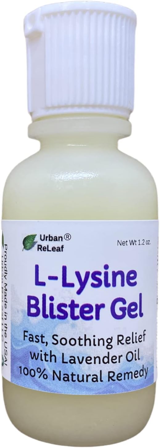 Urban ReLeaf L-Lysine Blister Soothing Gel ! & Lavender Oil. Fast Relief, Spots, Rash, Red Bumps, Raw, Chapped Skin. Calm Delicate Tissue 100% Natural