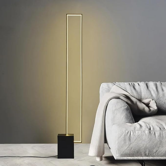 LOVEDIMA Metal LED Floor Lamp,Rectangular Standing lamp with Black Base