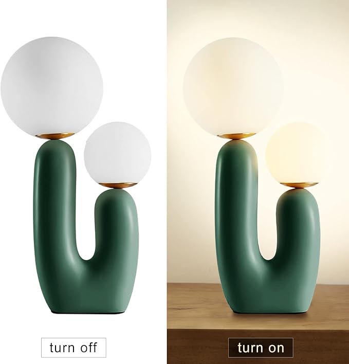 Arturesthome Nightstand Desk Lamp, Creative Nordic Living Room Bedside Bedroom Table Lamp with Light Bulbs, Green