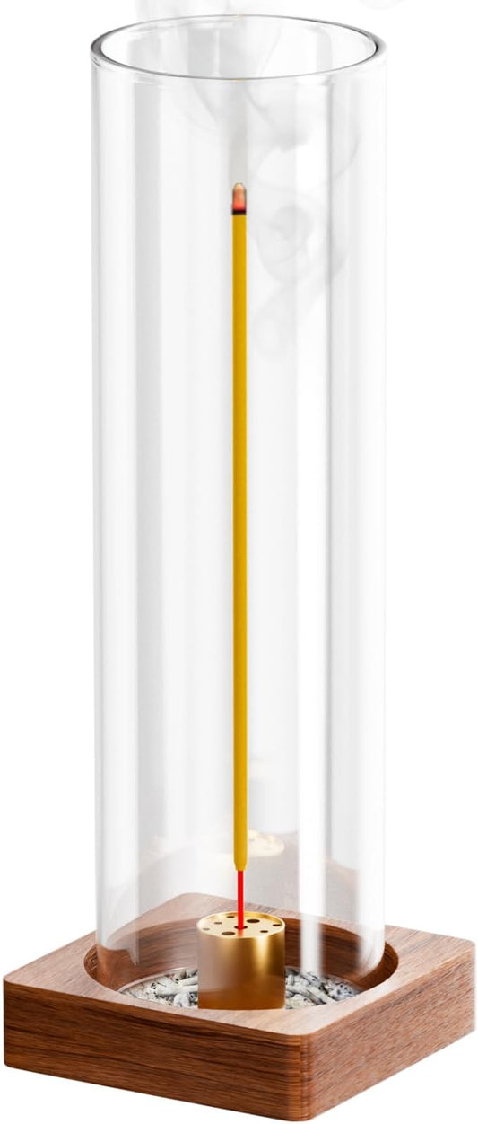 1 Pack Incense Holder for Sticks, Insence-Stick Holder Ash Catcher with Removable Glass, Anti-Ash Flying Mess-Free Incense Burner Holder, Perfect for Meditation Yoga Relaxation, Home Decor