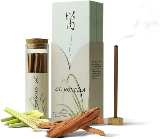 Fresh & Uplifting - Innergy Lemongrass & Citronella Incense Sticks, Natural, Refreshing Incense Scent, Long Burning