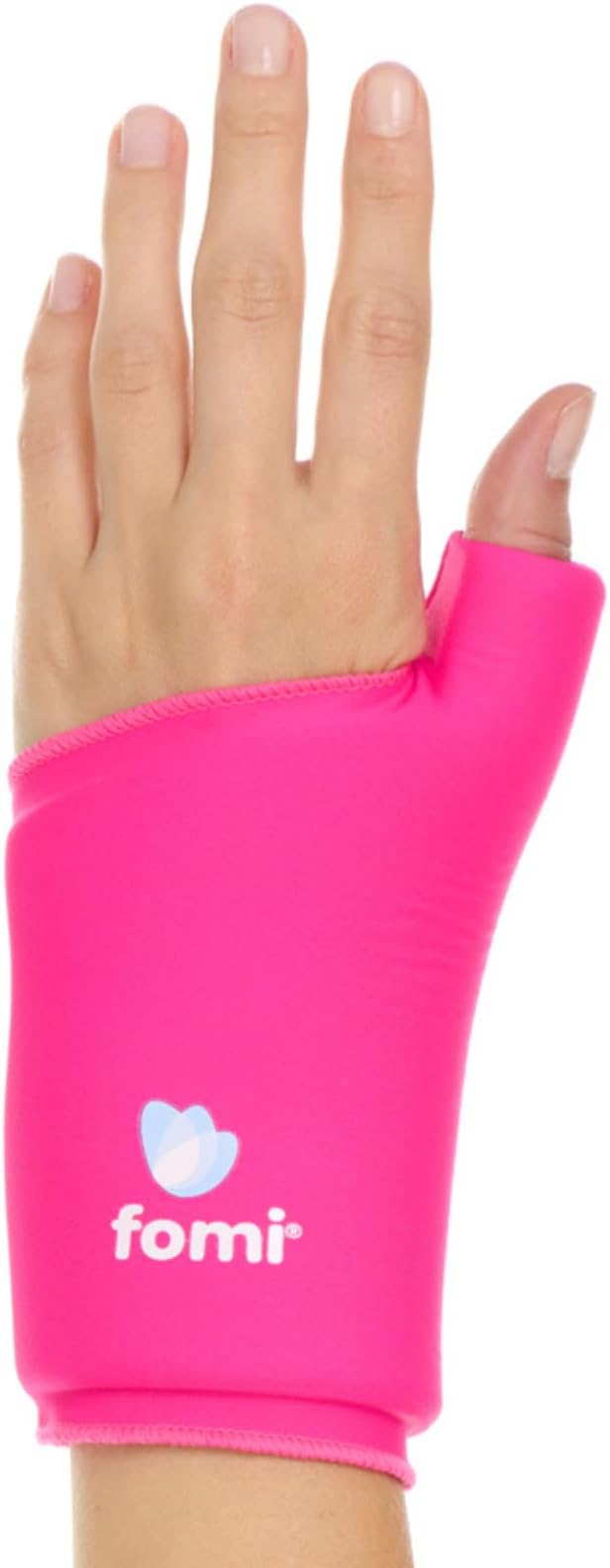 FOMI Wrist Solid Gel Ice Pack | Hot Cold Hand and Thumb Compression Sleeve Wrap for Carpel Tunnel, Arthritis, Tendonitis, Bruises, Swelling, Sports Injuries Pain Relief (Pink - Small/Medium)