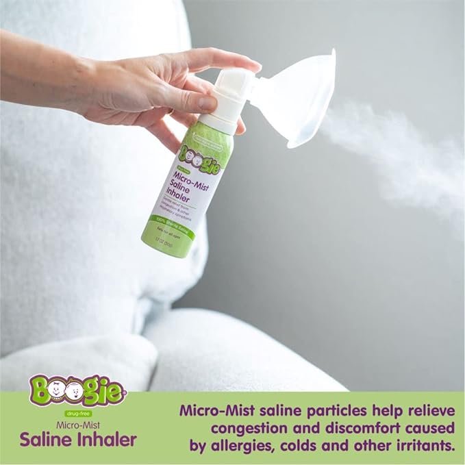 Boogie Micro-Mist Saline Inhaler, Baby Nose Congestion Relief, Nasal Spray for Kids, Pediatrician Recommended, 1.7oz Unscented - Pack of 1