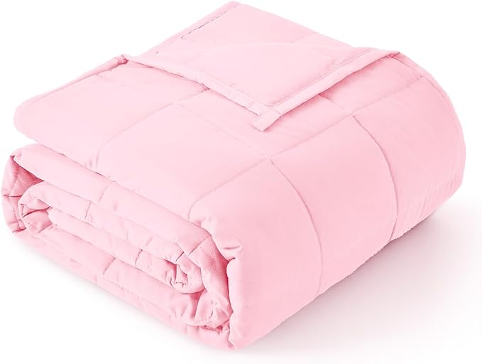 Topblan Weighted Blanket Queen Size 15lbs, Cozy Cooling Weighted Blanket for Adults, Breathable Heavy Microfiber with Glass Beads Warm Blanket for Bed Sofa All Season, 60 x 80 inches, Pink