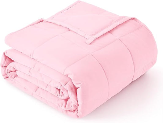 Topblan Weighted Blanket Full Size, Breathable 12lbs Weighted Blanket for Adults, Cooling Blanket for Bed Sofa,Warm Heavy Blanket Machine Washable,48 x 72 inches, Pink